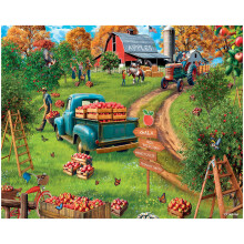 White Mountain 1000 Piece Jigsaw Puzzle Fall Farm Puzzles with Large Pieces Gift for Adults and Family 24x30 - Apple Orchard