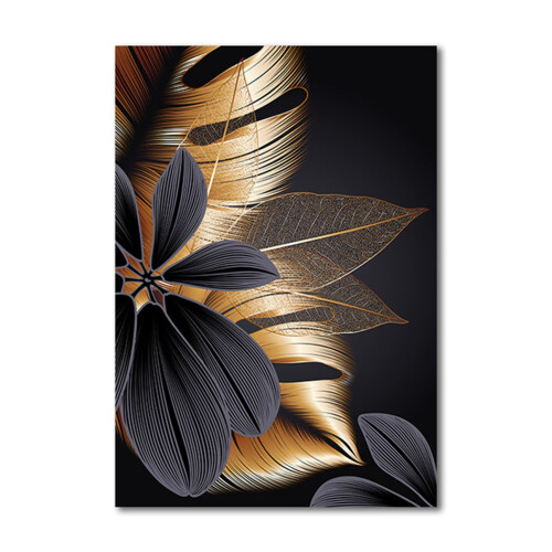 Abstract Gold & Black Leaf Wall Hanging 1