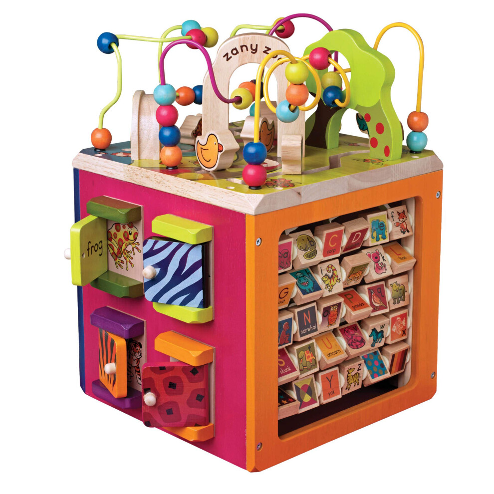 B. - Wooden Activity Cube - Activity Center With Alphabet - Educational Toys - Wooden Toys For Toddlers, Kids - 1 Year + - Zany Zoo B. Toys