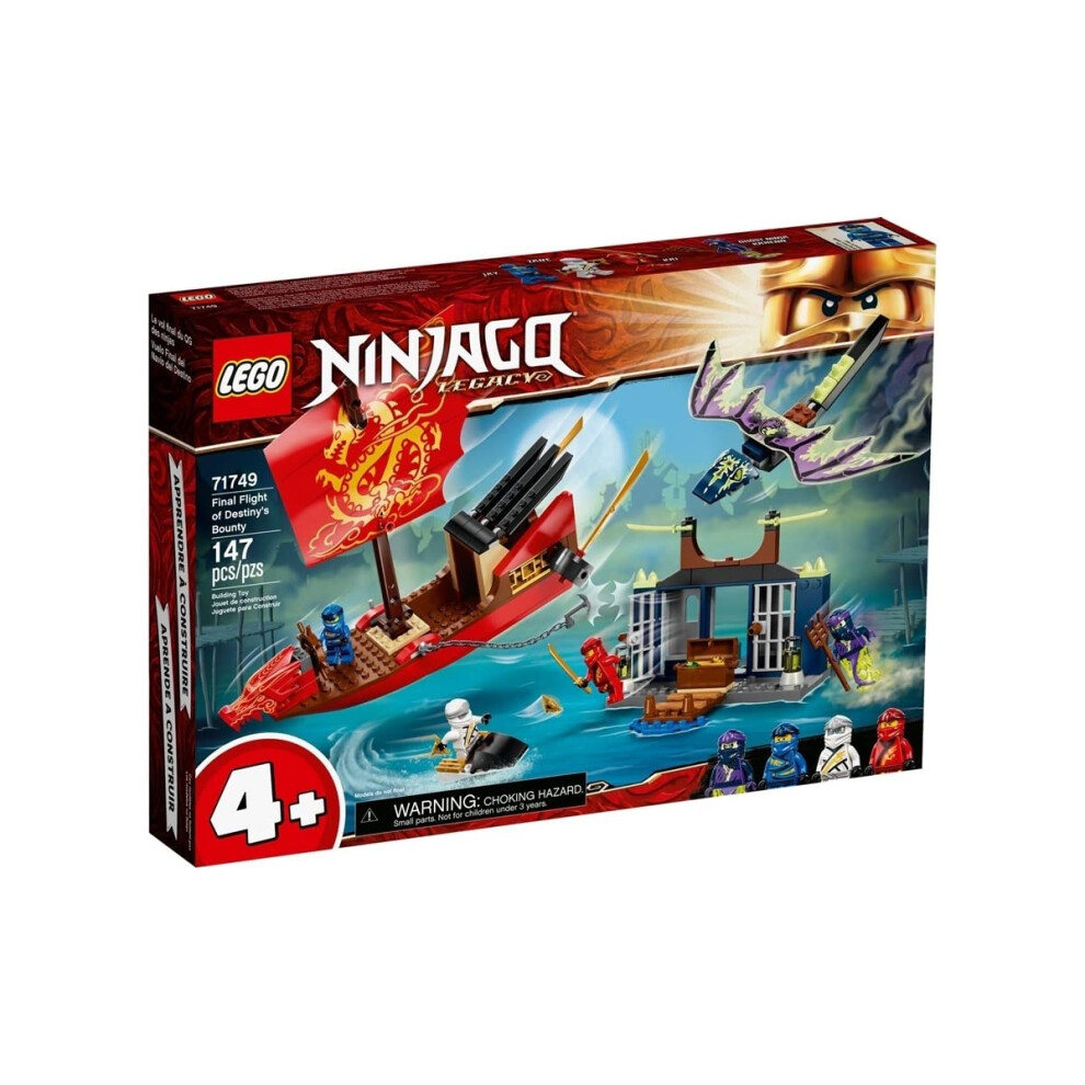 Lego Ninjago Legacy Final Flight Of Destinys Bounty 71749 Ship Playset Building Kit, With Dragon And Jet Ski Toys; New 2021 (147 Pieces)