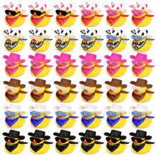 36 Sets Cowboy Ducks met Mini Hoed Sjaal en Zonnebril Mini Bad Eend Speelgoed