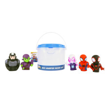 Marvel Spidey & Friends - 5 Piece Bath Squirter Bucket Set - Bath Toys for Baby and Toddlers - Includes Organizer Bucket - Store Bath Time Water Toys