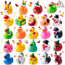 JOYIN 24 Stuks Kerst Eendjes Bad Speelgoed, Schattige Rubber Eendjes voor Kerstfeest