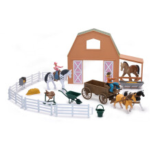 New Ray Valley Ranch Brown Barn & Horse Set Toys - Perfect Farm Playset for Kids Ages 3+ - Ideal Gift for Imaginative Play