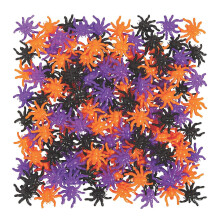 Fun Express Mini Plastic Springende Spinnen (2") - Oranje, Paars & Zwart - Bulk Pack van 144 - Halloween - Karakter Speelgoed