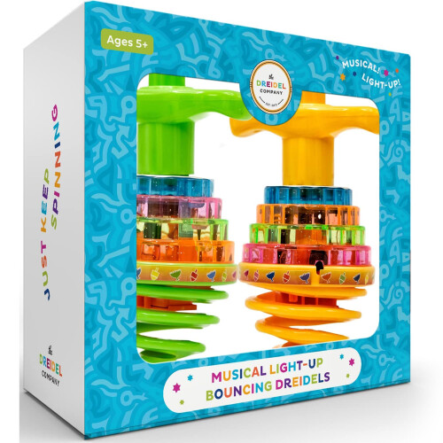 Dreidel Musical Lumineux Bouncing Hanoukka, Jouets Hanoukka, Couleurs Assorties (2-Pack)