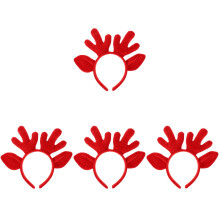 4Pcs Red Fabric Deer Horn Headbands Women Hair Accessories for Parties