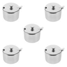10Sets Silver Stainless Steel Salt and Sugar Container Set with Spoon