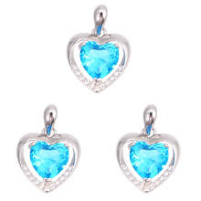 3Pcs Blue Necklace Pendant Heart Shape Elegant Jewelry for Decoration