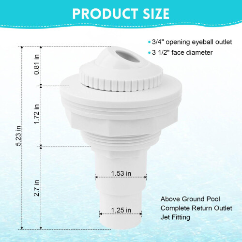 Aboves Ground Pool Return Jet With 3.4 Inch Adjustable Eyeballs 2