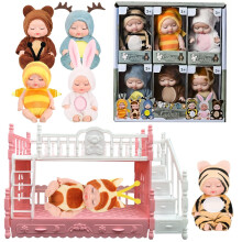 Xadothat 6 Pcs Mini Muñecas Bebé 4 Pulgadas con Ropa de Animales y Juguetes de Columpio