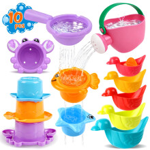 10 Pcs Jouets de Bain pour Enfants 1-3 Ans, Jouets d'Eau pour Baignoire & Piscine, Accessoires Table d'Eau