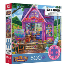 Ceaco - EZ 2 Hold - Bigelow - Puzzle 500 Pièces "She Shed" - Idéal pour Soirées Jeux - Taille 21,25 x 1