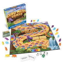 Learning Resources Dino Math Tracks Game - Math Manipulatives, Montessori Board Game, Addition and Subtraction, Counting Literacy Toys, STEM for Kids,