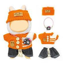 Kleding voor Lububu 17cm Poppen (Geen Pop) voor Lububu Pop Outfits met Accessoires in Oranje