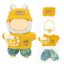 Kleding voor Lububu 17cm Poppen (Geen Pop) met Accessoires Set voor Lububu Schattige Outfit Geel