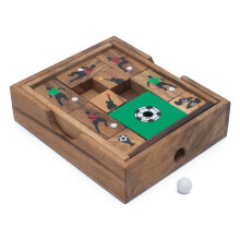 Fußballspiel: Sliding Block Klotski Holz Rätsel Geschenkidee für Fußballspieler - Sliding Puzzle von SiamMandalay mit SM Geschenkbox