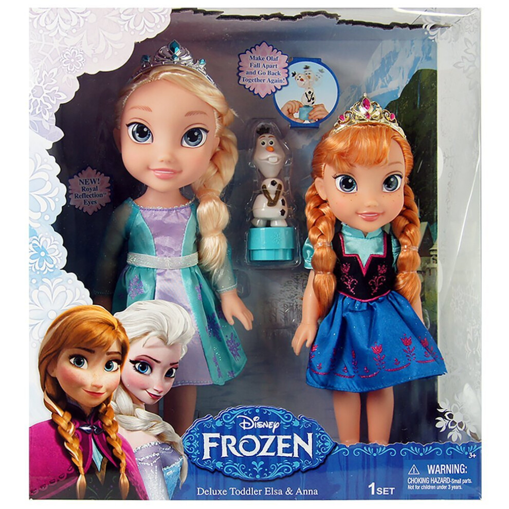 Disney Jakks Pacific Frozen Deluxe Toddler Elsa And Anna Dolls