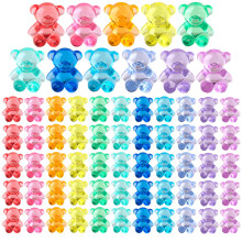 Niceup 360pcs Bear Mini Figurines to Hide, 0.6in Plastic Counting Sorting Bears Translucent Tiny Acrylic Resin Teddy Miniatures for Baby Shower Party