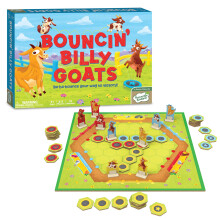 Peaceable Kingdom Bouncin Billy Goats Board Game, Light Strategy and Trampoline Tile Gameplay for Kids and Adults, Cooperative Family Game Night Fun,