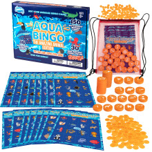 Pool Bingo Duikspel voor Kinderen - Zomerfeest Editie - Duik & Roep 30 Dekkende Dierenthema "Nummers"