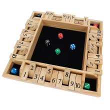 Juego Shut The Box para 4 Jugadores, Madera Natural, Juegos de Dados, Tablero de 12 pulgadas