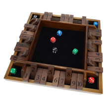 Juego Shut The Box para 4 Jugadores, Madera de Nogal, Juegos de Dados, Tablero de 12 pulgadas