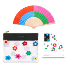 kate spade new york Outdoor Fun Pouch mit klarem Fach, wasserdichte Spielkarten, Fächer, Edelstahlstrohhalm