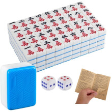 EatingBiting Grande Dimensione Gioco Mahjong Cinese 1.6 Pollici con 146+ Tessere Blu