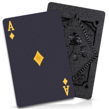 Spielkarten 2er Set, Wasserfeste Karten, Plastik Spielkarten, Coole schwarze Pokerkarten für Tischmagie, Pool, Camping, Party