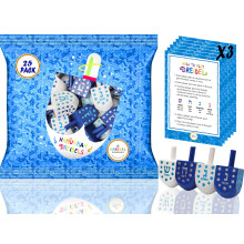 De Dreidel Company Handgeschilderde Houten Dreidel, 25-Pack Lichtblauw & Wit Ster Ontwerp