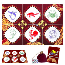SHSEEN BAU Cua Ca Cop Spielset - Luxuriöse 19.7"x27.5" Matte mit 6 Würfeln, Asiatisches Glücksspiel für Neujahr