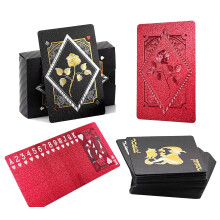 CIBOAN 2 Paquets de Cartes à Jouer en PVC, Étanches, Idéales pour Famille et Activités Extérieures (Rouge, Noir)
