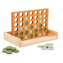 Neutral Wooden Four in a Row Game, Aesthetic Two Player Montessori Travel Board Game for Kids and Adults, Perfect Coffee Table Decor and Housewarming