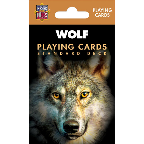 Masterpieces Wolf Spielkarten Deck - Tiermotiv 54 Karten, Einzigartige Wolfsgesichtskarten & Joker, Retro-Stil