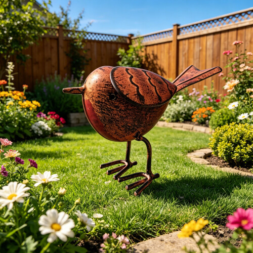 Vogelstatue aus verwittertem Eisen, handgefertigte