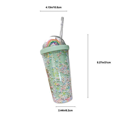 Non-Spill Straw Cup Heart-Shaped Portable Plastic Cold 2