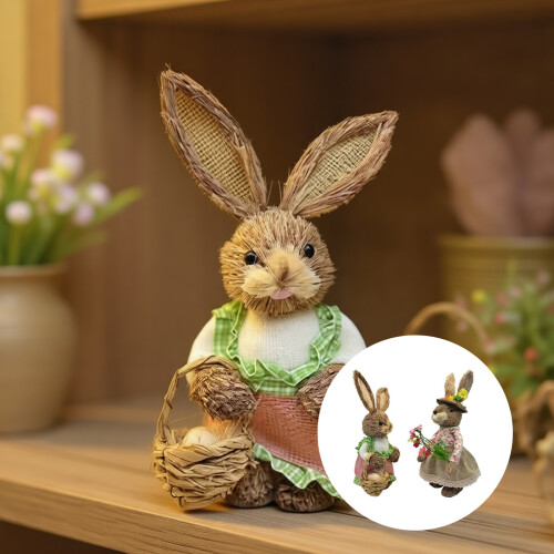 Easter Rabbit Figurine Decoration Handmade Natural Grass-33cm 2