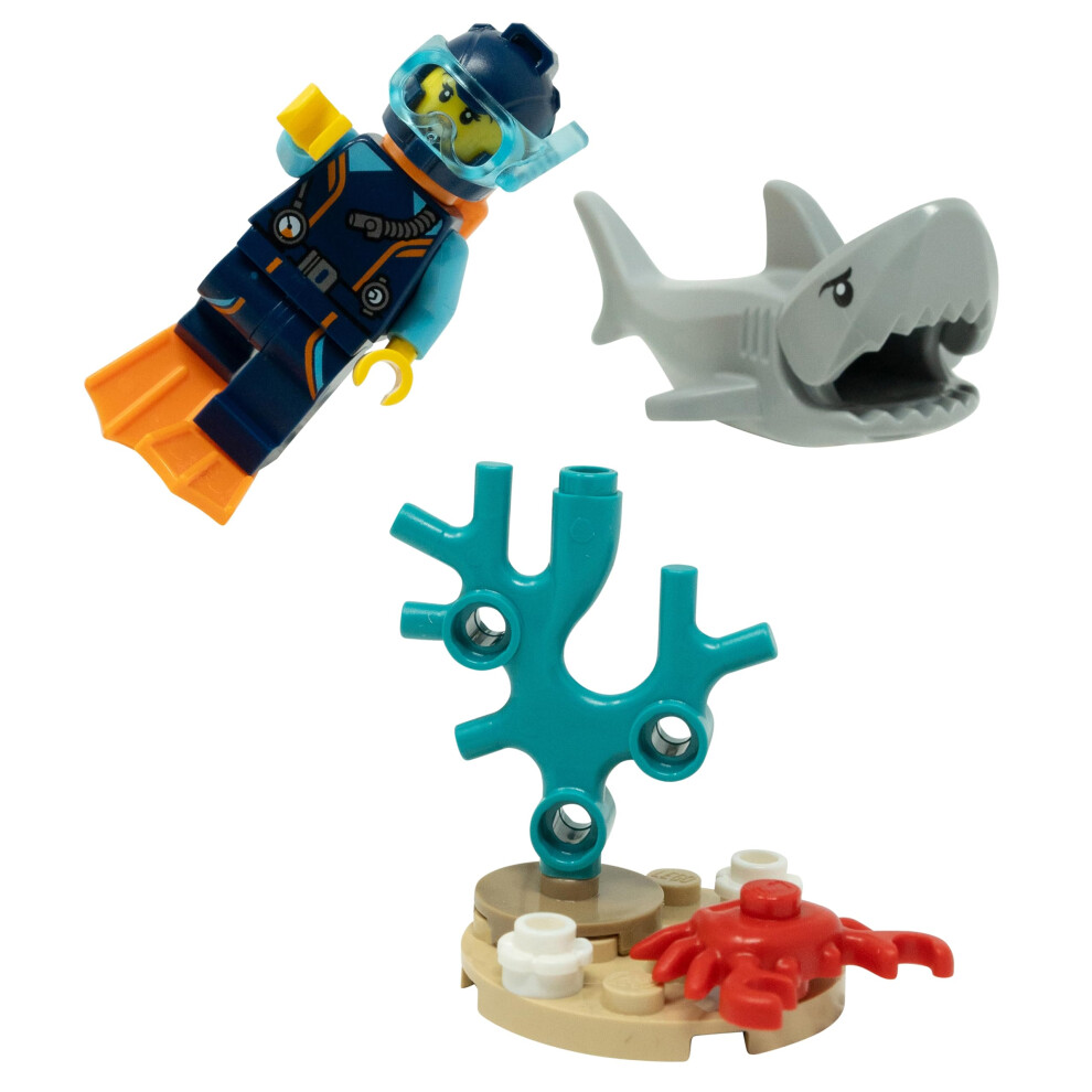 Lego City: Diver Minifigure With Reef And Shark (Ages 6+)