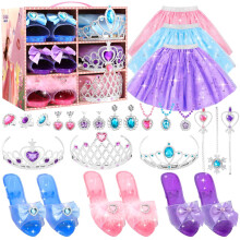 AINIOKA Robe de Princesse pour Filles 4-6: Cadeaux Princesse pour Filles 3-6 Ans avec Jupes, Chaussures, Couronne, Bâtons & Bijoux