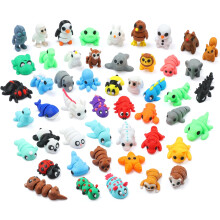 MONJITA 50 st Mini 3D Tryckta Djurfigurer, Flexibla Fidgetleksaker, Söta Skrivbordsdekorationer