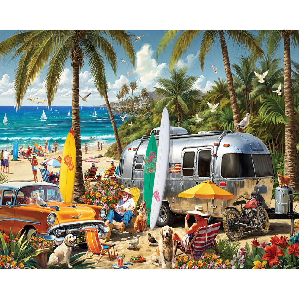 Mountain Beach Adventure Puzzle 1000 Piece Summer Jigsaw Puzzles For Adults White