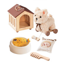 ROBOTIME Trek Hond Speelgoed voor Peuters, Puppie Zorg Set met Knuffeldier, Hond Huis & Accessoires