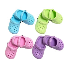 HXIELEC 4 Pairs Klasieke Klompen voor 18" Poppen - Macaronkleur EVA Slip-On Schoenen