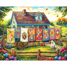White Mountain 500 Piece Puzzle Summer Vintage Jigsaw Puzzles for Family and Adults - Quilt Garden