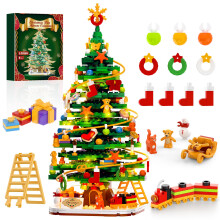Juego de Bloques de Construcción de Árbol de Navidad con Kit de Luz, Decoración Navideña