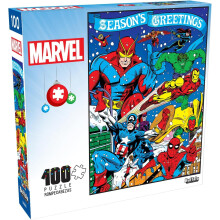 Buffalo Games - Marvel - Säsongens Hälsningar från Marvel - 1000 Bitars Julpussel - Färgglada, Julpussel för Vuxna