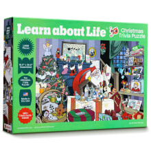 Learn About Life Christmas Trivia Puzzle - 1000-Piece Holiday Jigsaw with Festive Christmas Trivia, Challenging Family Puzzle, 19.3" x 26.6" Completed
