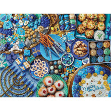 Puzzle d'Hiver 500 Pièces White Mountain pour Enfants et Seniors 24"x18" Grandes Pièces - Joyeux Hanoukka