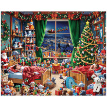 White Mountain 1000 Piece Jigsaw Puzzle Winter Christmas Holiday Puzzles for Adults and Kids 24"x30" Large Pieces - TWAS The Night Before Christmas